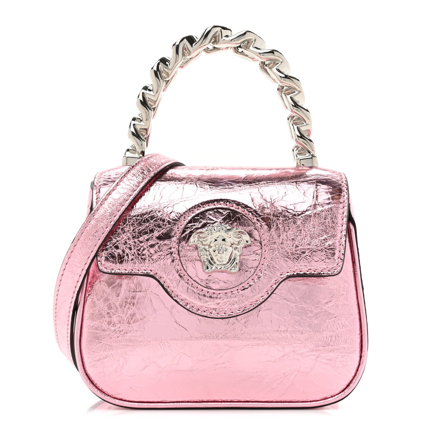 Versace Metallic Crackled Lambskin Mini La Medusa Bag Pink 1 of 8