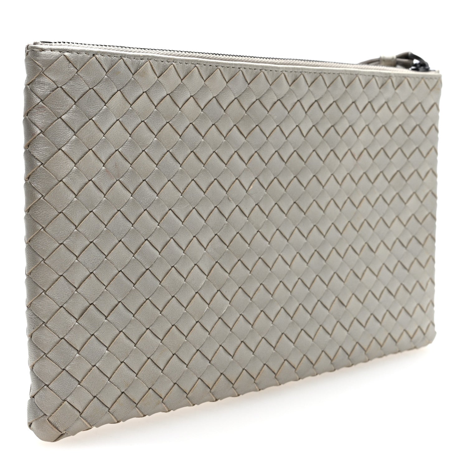 Bottega Veneta Metallic Nappa Intrecciato Zip Pouch Fume 3 of 6