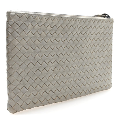 Bottega Veneta Metallic Nappa Intrecciato Zip Pouch Fume 3 of 6
