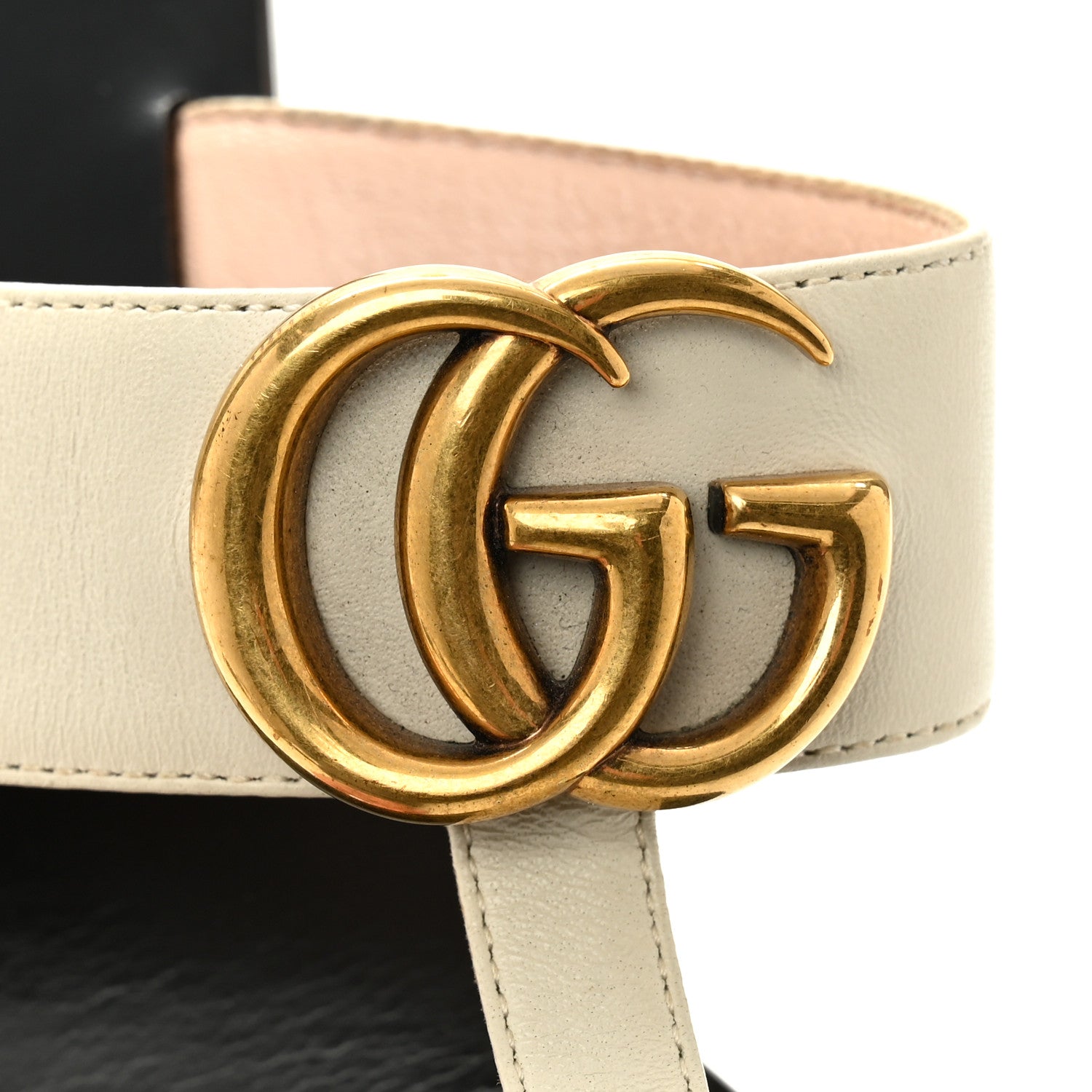 Gucci Calfskin GG Marmont Thong Sandals 36 Mystic White 1886178