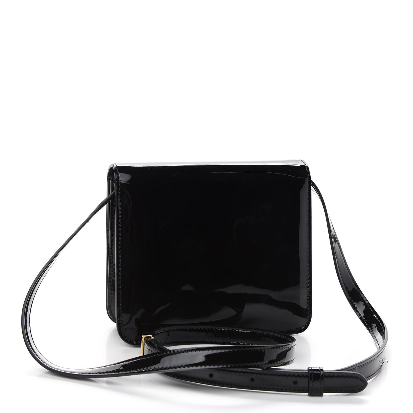 Vitello Vernice Mou Karligraphy Crossbody Bag Black