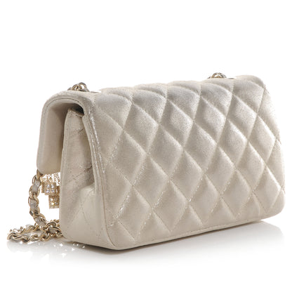 Chanel Iridescent Calfskin Crystal Dice Charm Mini Flap Metallic Gold 3 of 9