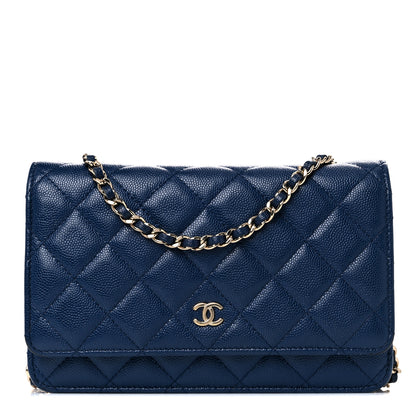 Chanel Caviar Quilted Wallet On Chain WOC Navy Blue 1 of 11