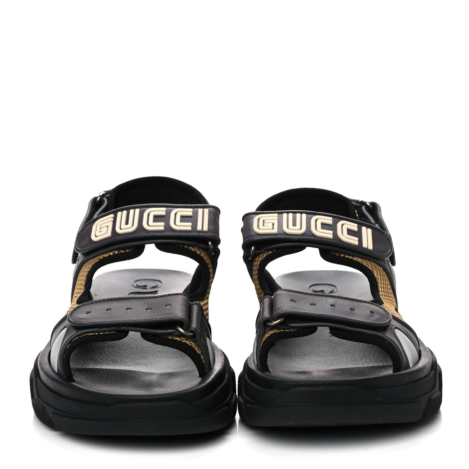 Gucci X SEGA Nappa Mesh Mens Aguru Sandals 9 Loess Black 2 of 10