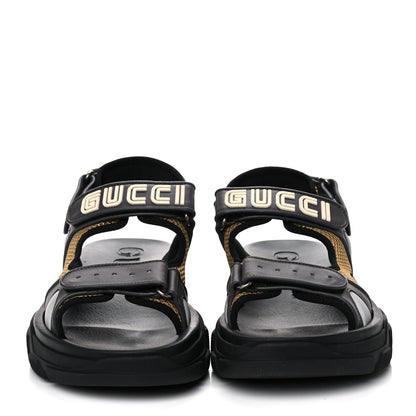 Gucci X SEGA Nappa Mesh Mens Aguru Sandals 9 Loess Black 2 of 10
