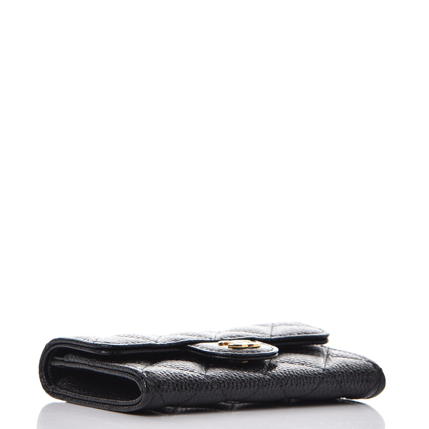 Caviar Quilted Flap Card Holder Black