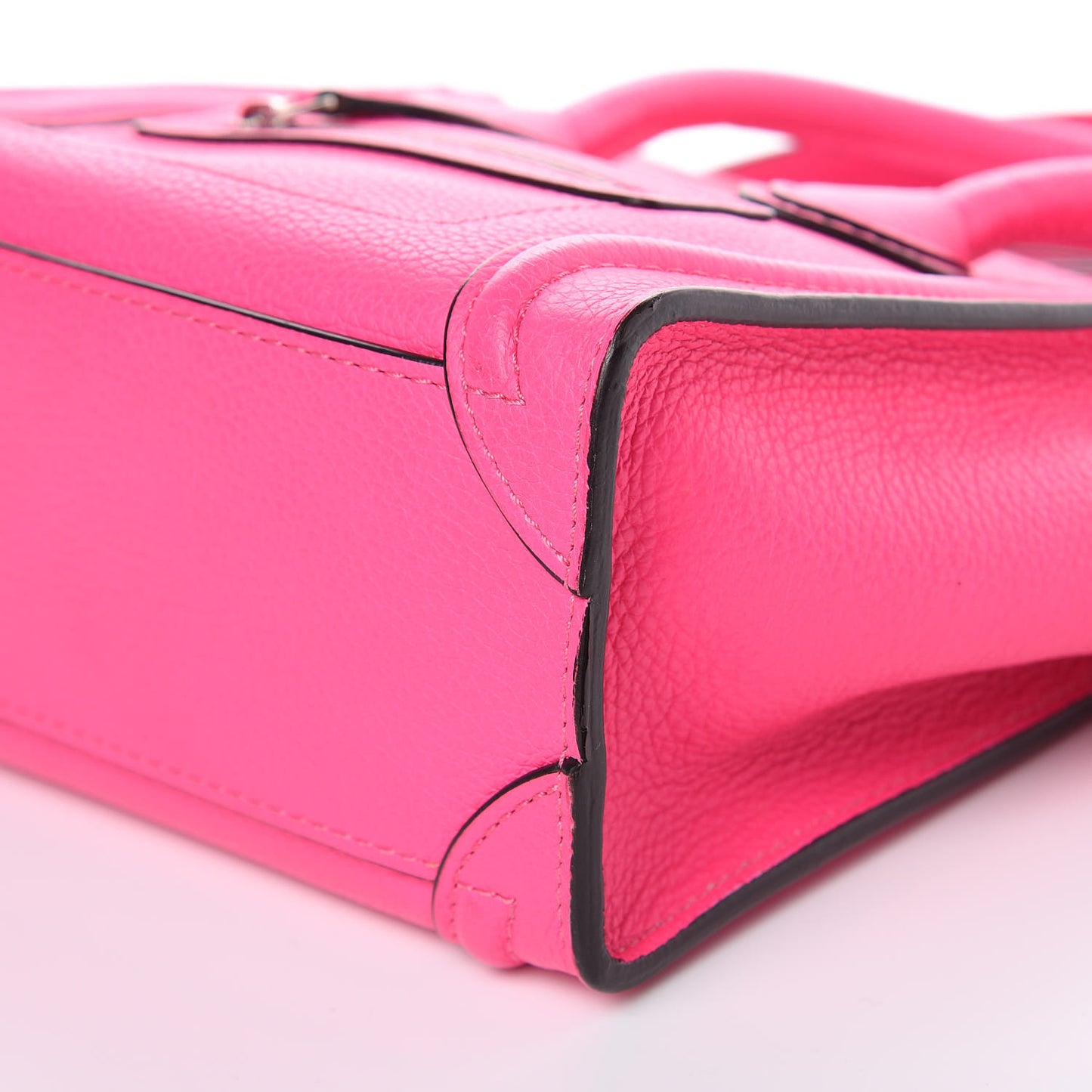 Drummed Calfskin Nano Luggage Fluo Pink