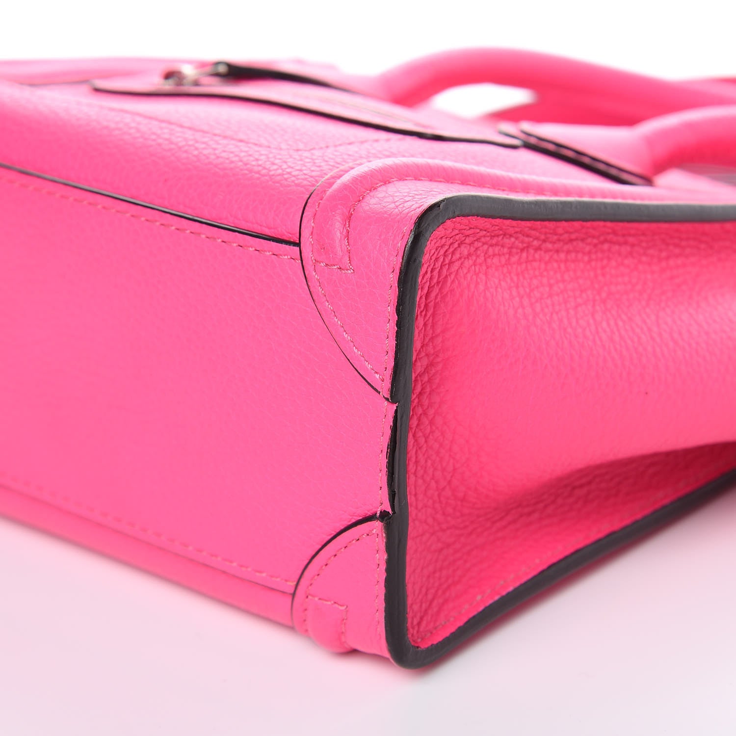 Celine Drummed Calfskin Nano Luggage Fluo Pink 9 of 10