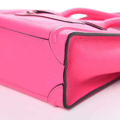 Celine Drummed Calfskin Nano Luggage Fluo Pink 9 of 10