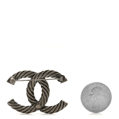 Chanel Ruthenium Twisted CC Brooch Silver 2 of 3