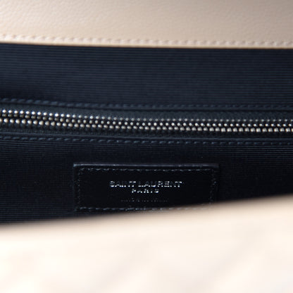 Saint Laurent Grain De Poudre Large Tri-Quilt Monogram Satchel Dark Beige 12 of 14