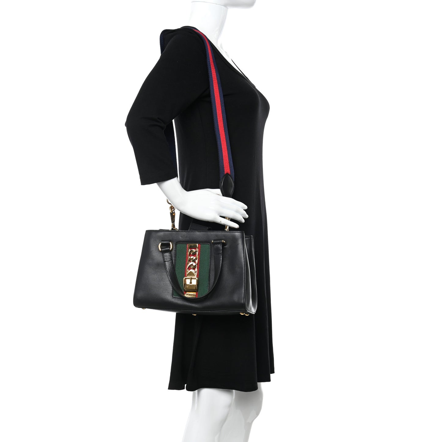 Calfskin Medium Sylvie Top Handle Tote Black