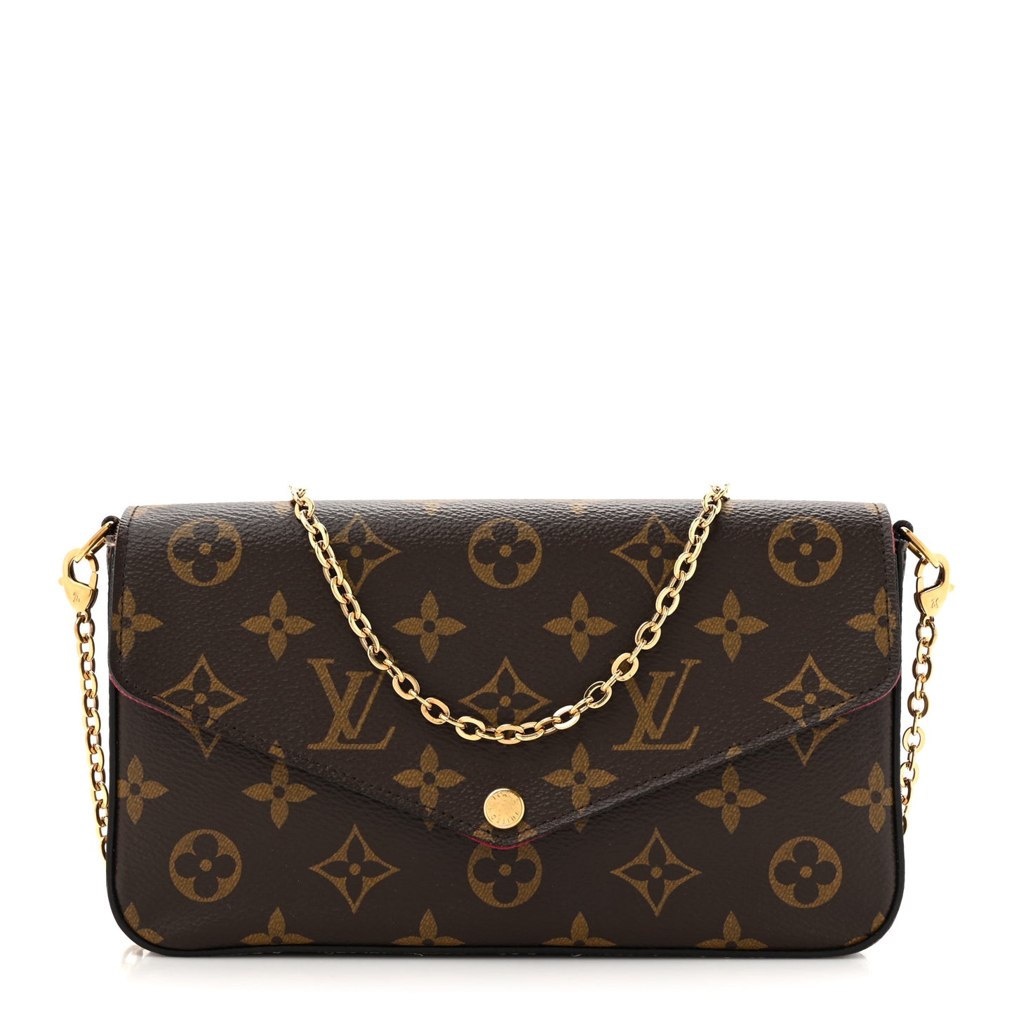 Monogram Pochette Felicie Chain Wallet Fuchsia