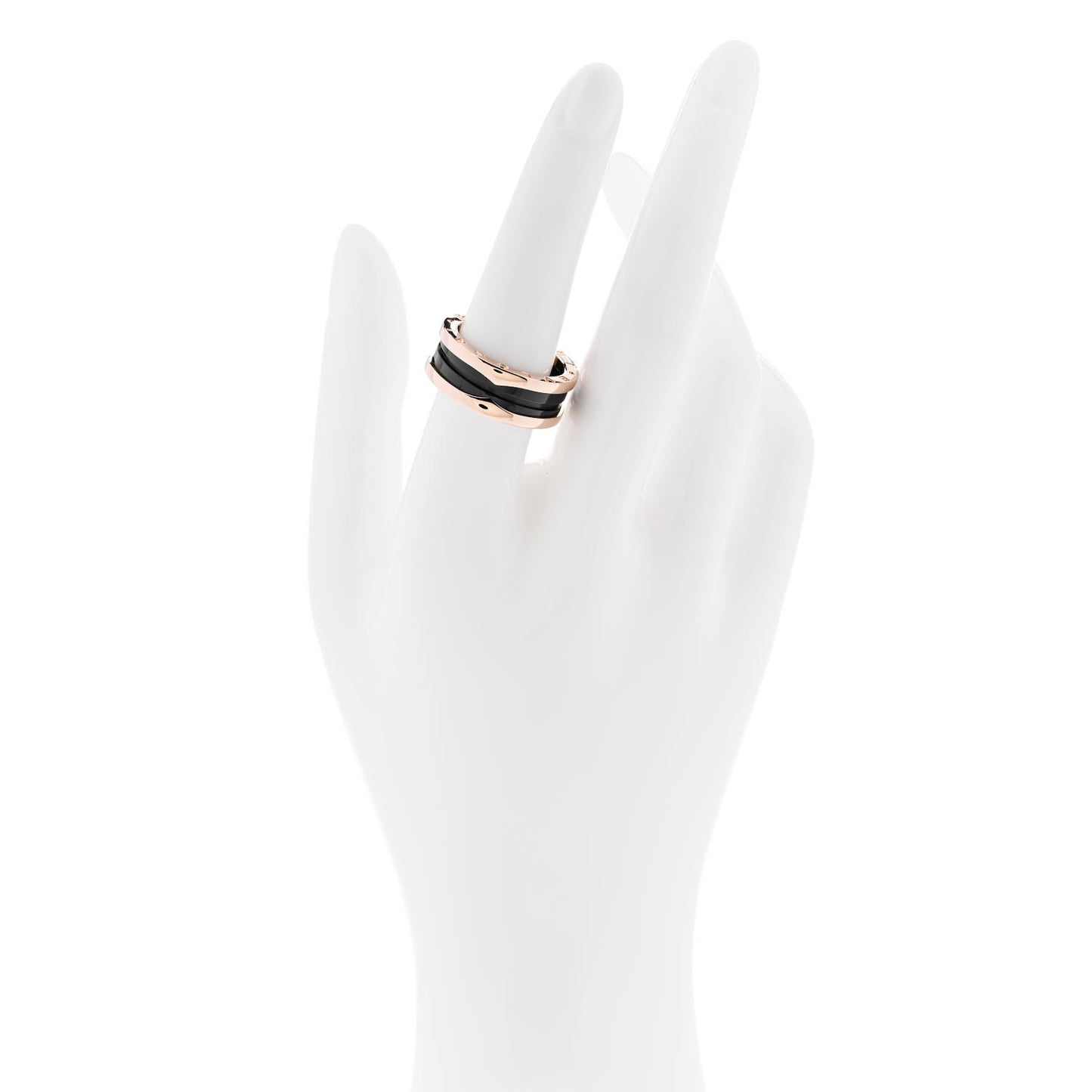 18K Rose Gold Black Ceramic B.Zero1 Two-Band Ring 56 7.5