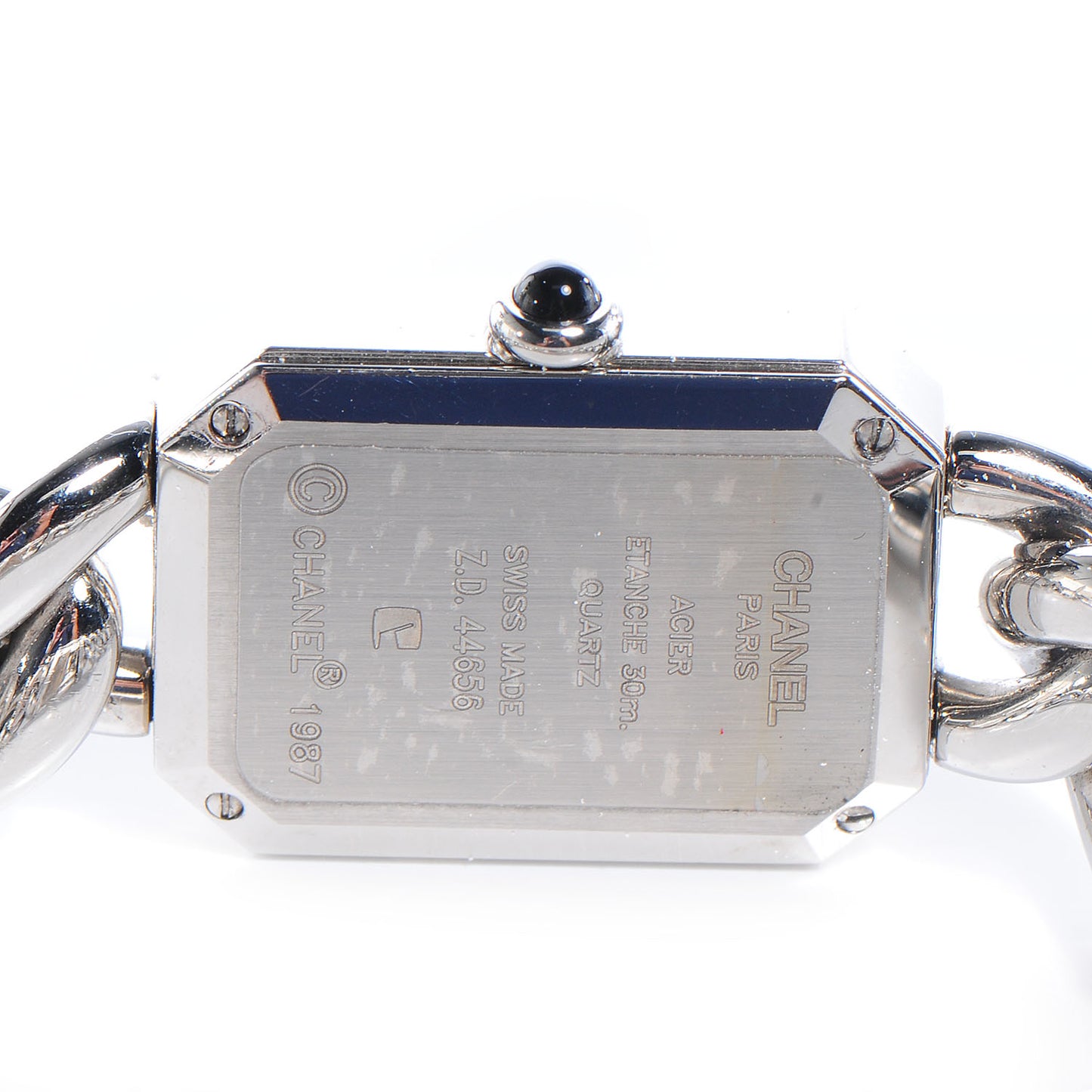 Stainless Steel Diamond Bezel 20mm Chain Premiere Quartz Watch Black S