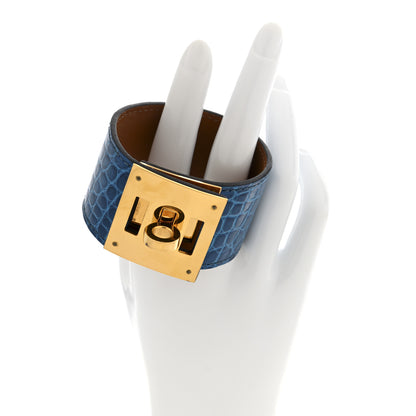 Hermes Shiny Alligator  Kelly Dog Cuff S Bleu Izmir 2 of 6
