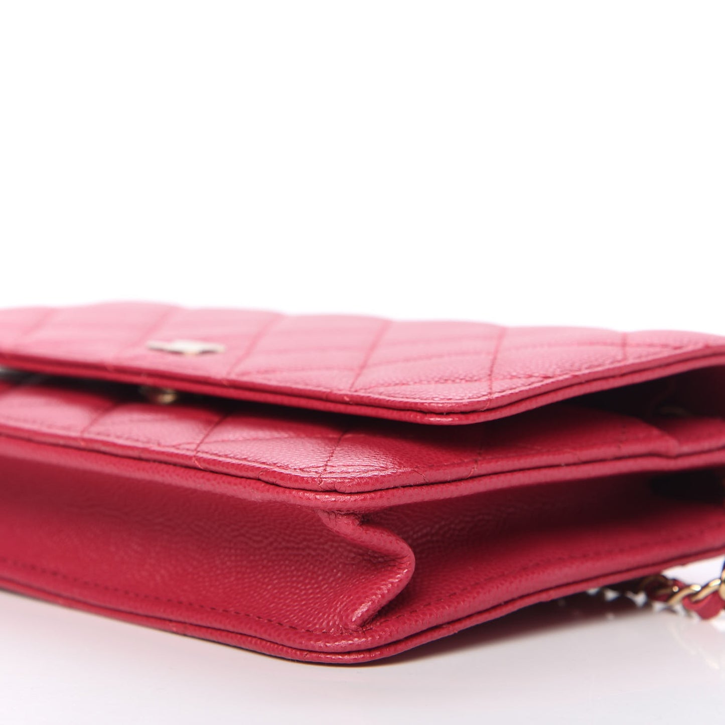 Caviar Quilted Wallet On Chain WOC Dark Pink