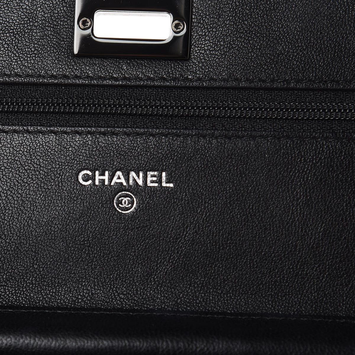Chanel Sheepskin Chevron Reissue Wallet On Chain WOC So Black 6 of 11