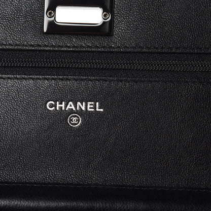 Chanel Sheepskin Chevron Reissue Wallet On Chain WOC So Black 6 of 11