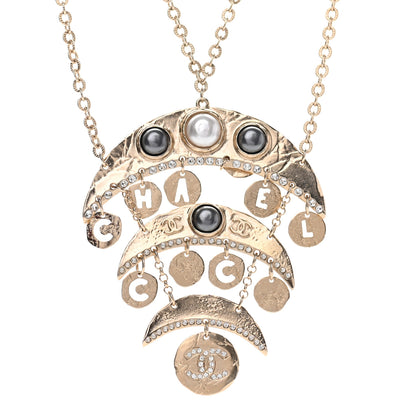Chanel Crystal CC Pearl Drop Pendant Necklace 4 of 6