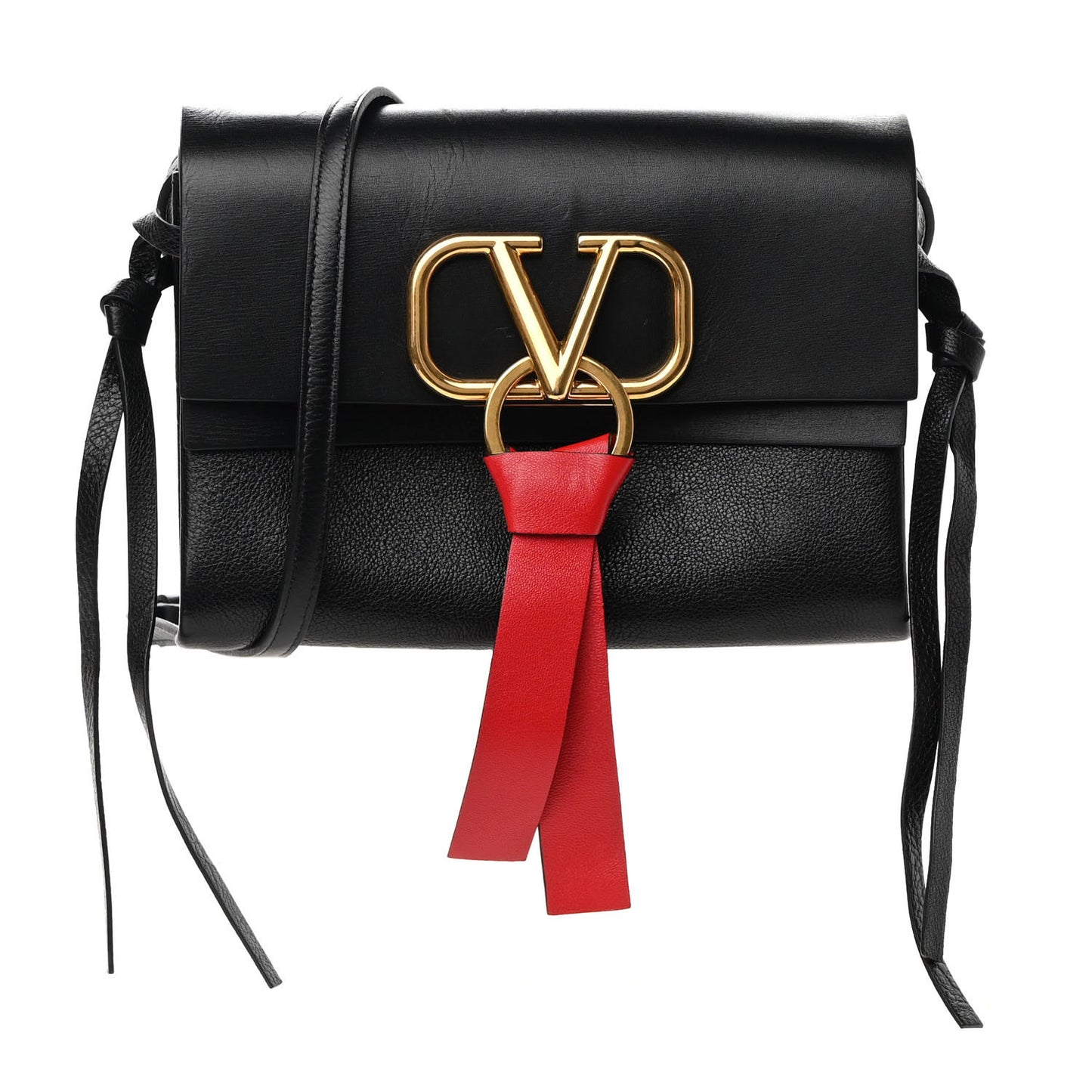 Smooth Calfskin Small VRing Crossbody Bag Black