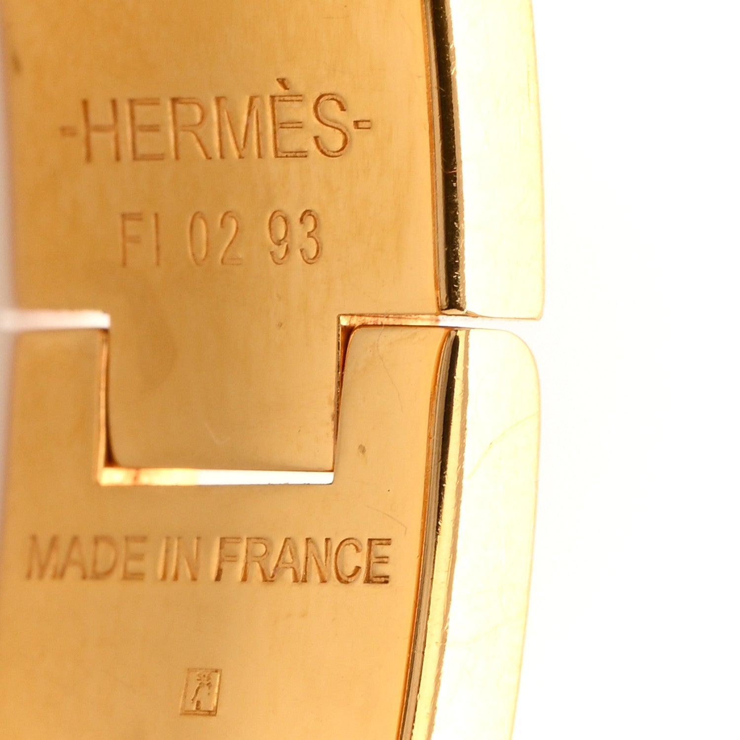 Hermes Enamel Printed Quadrige Au Fil Narrow Clic Clac H Bracelet PM Orfevre Jaune Or Blanc 4 of 5