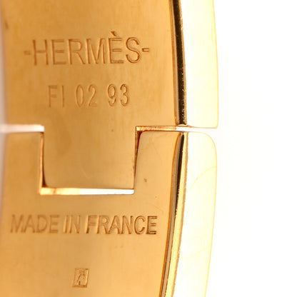 Hermes Enamel Printed Quadrige Au Fil Narrow Clic Clac H Bracelet PM Orfevre Jaune Or Blanc 4 of 5