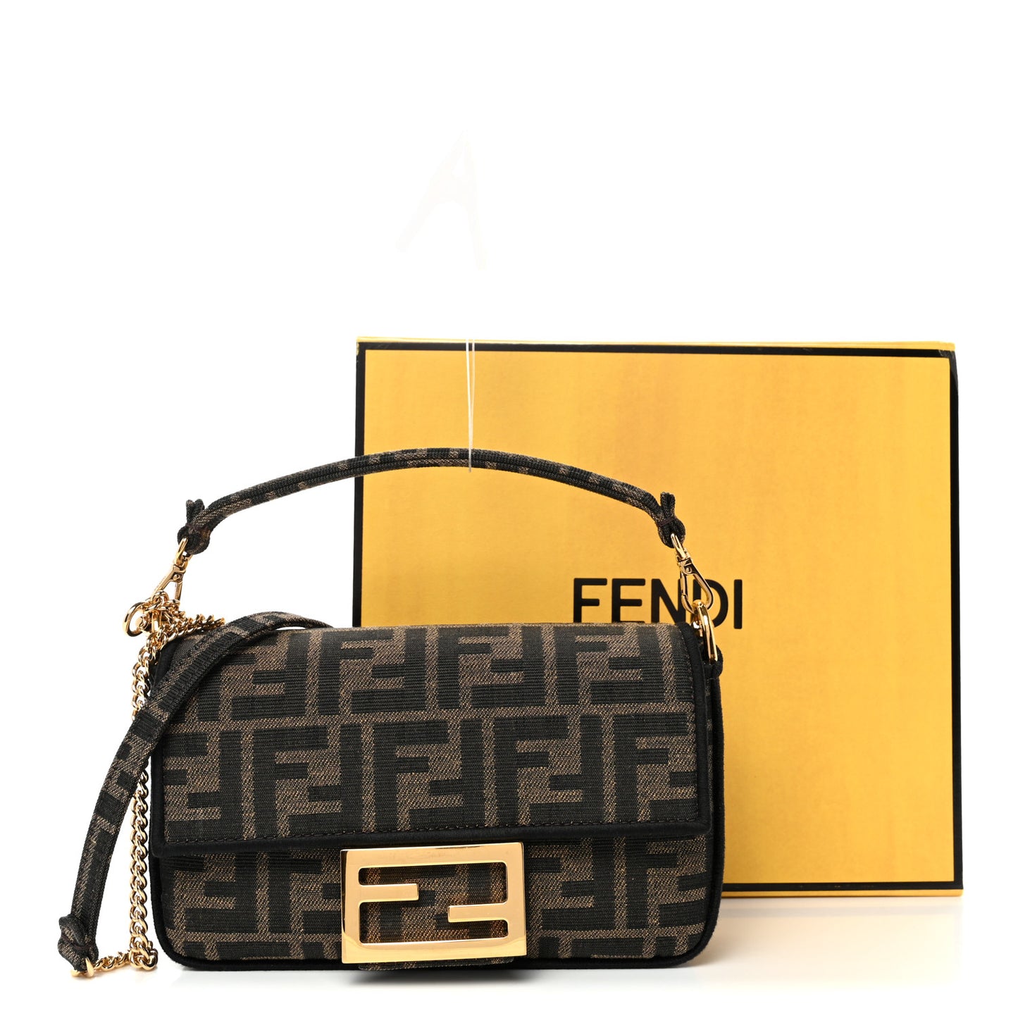 Fabric Jacquard FF 1974 Mini Baguette Tobacco Moro Black