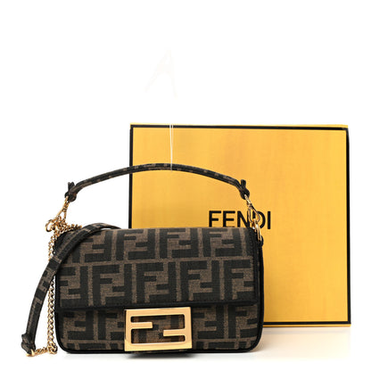 Fendi Fabric Jacquard FF 1974 Mini Baguette Tobacco Moro Black 11 of 11