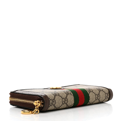 Gucci GG Supreme Monogram Web Ophidia Zip Around Wallet Brown 4 of 10
