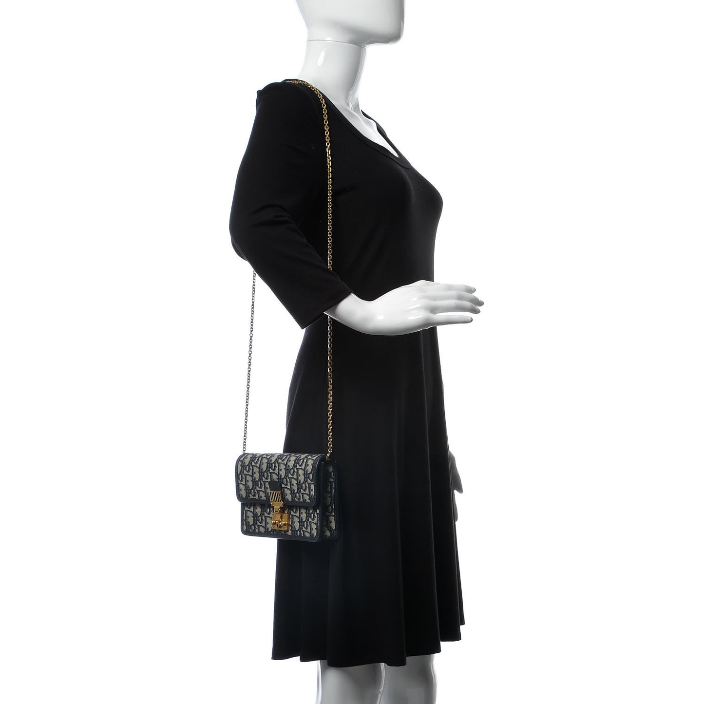 Oblique DiorAddict Wallet On Chain Clutch Navy Blue