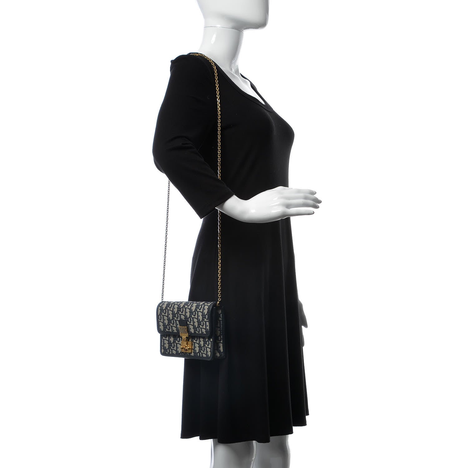 Christian Dior Oblique DiorAddict Wallet On Chain Clutch Navy Blue 2 of 9