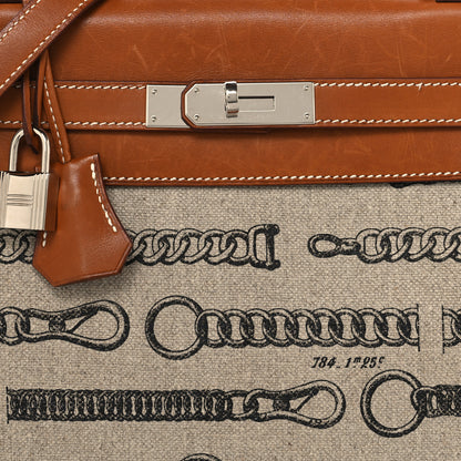 Hermes Natural Barenia Toile De Camp Dechainee Kelly 28 Fauve 8 of 12