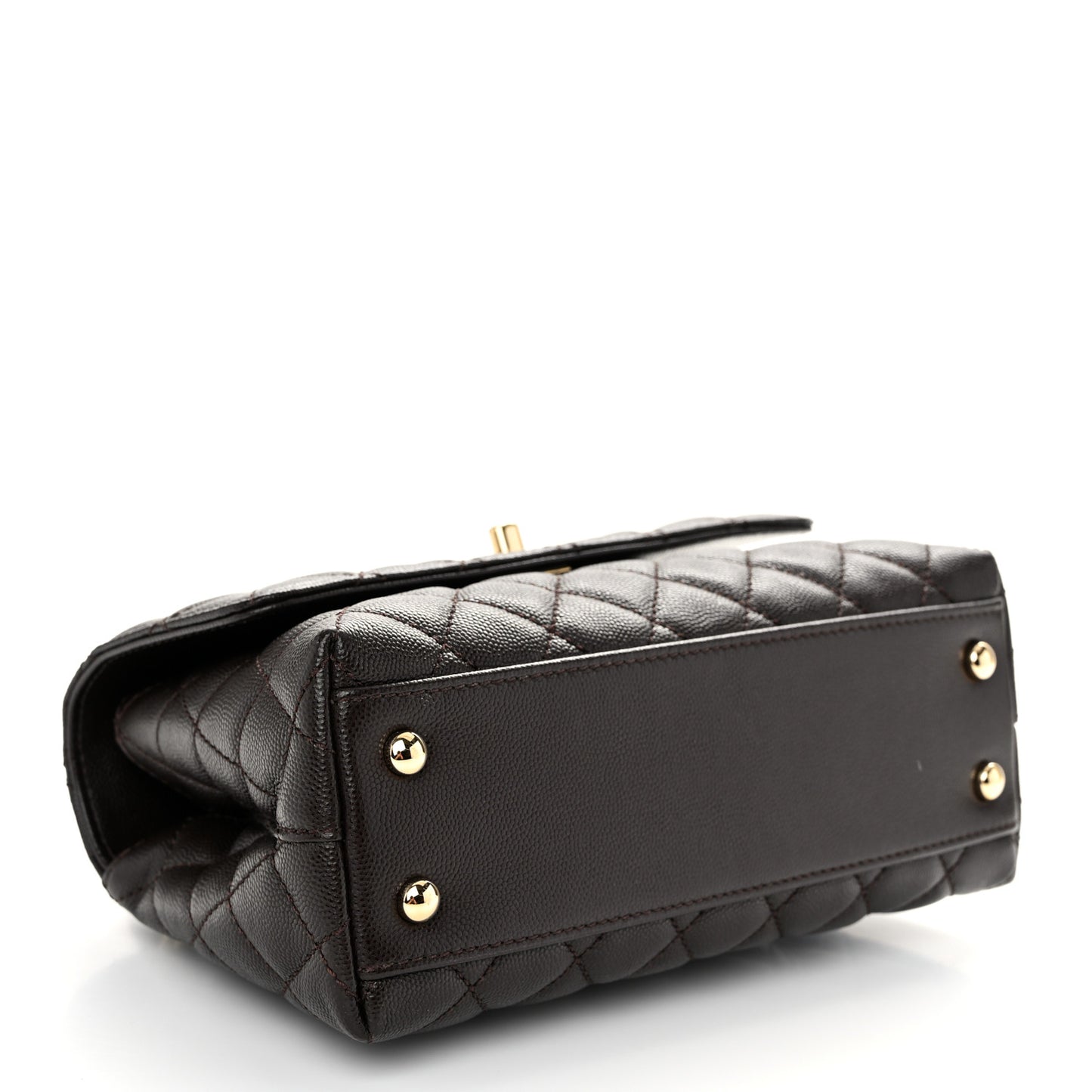 Caviar Quilted Mini Coco Handle Flap Dark Brown