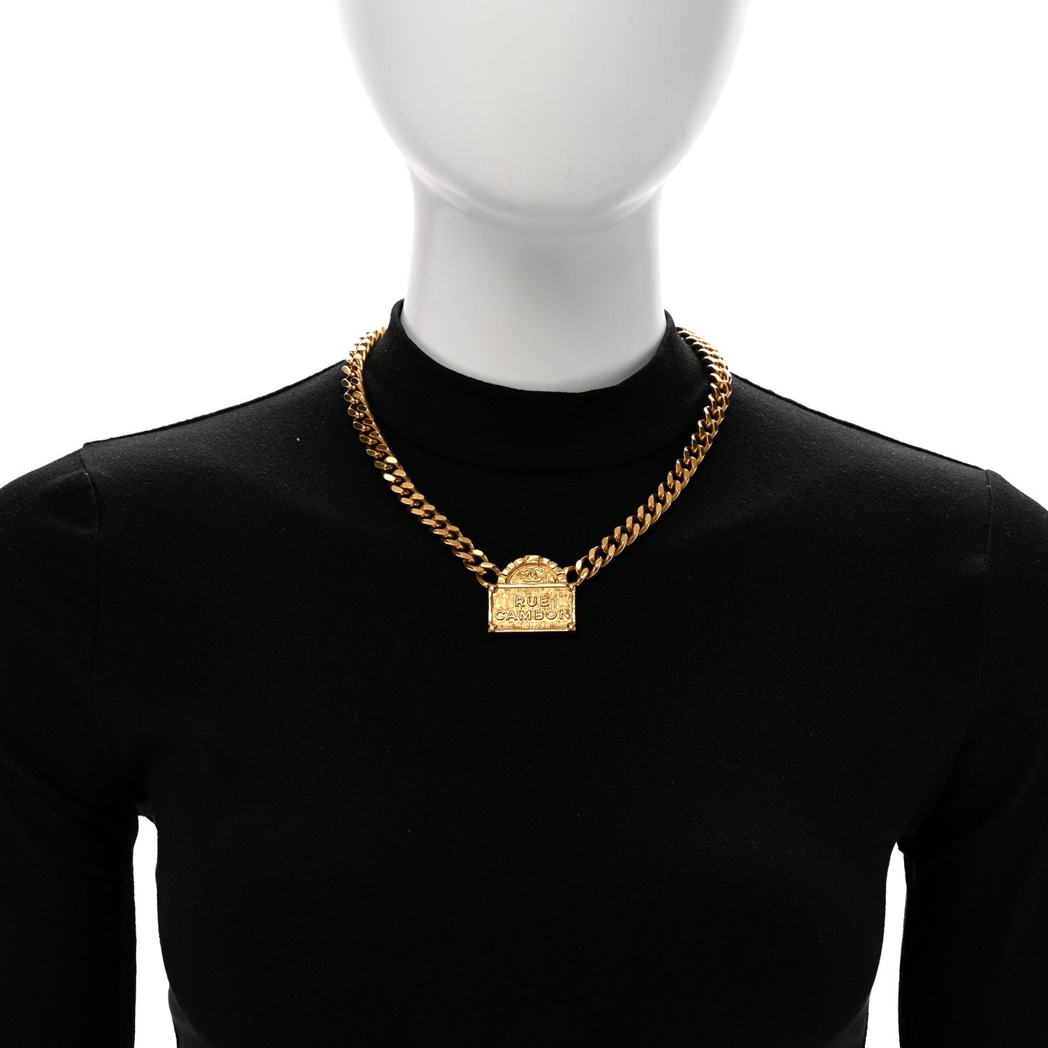Chanel Metal Chain Link CC Rue Cambon Choker Necklace Gold 2 of 6
