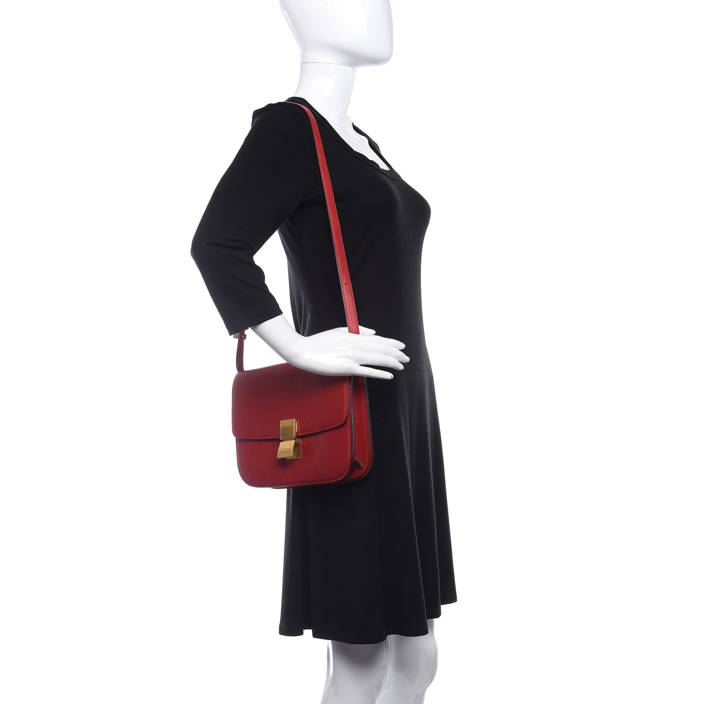 Box Calfskin Medium Classic Box Flap Bag Red