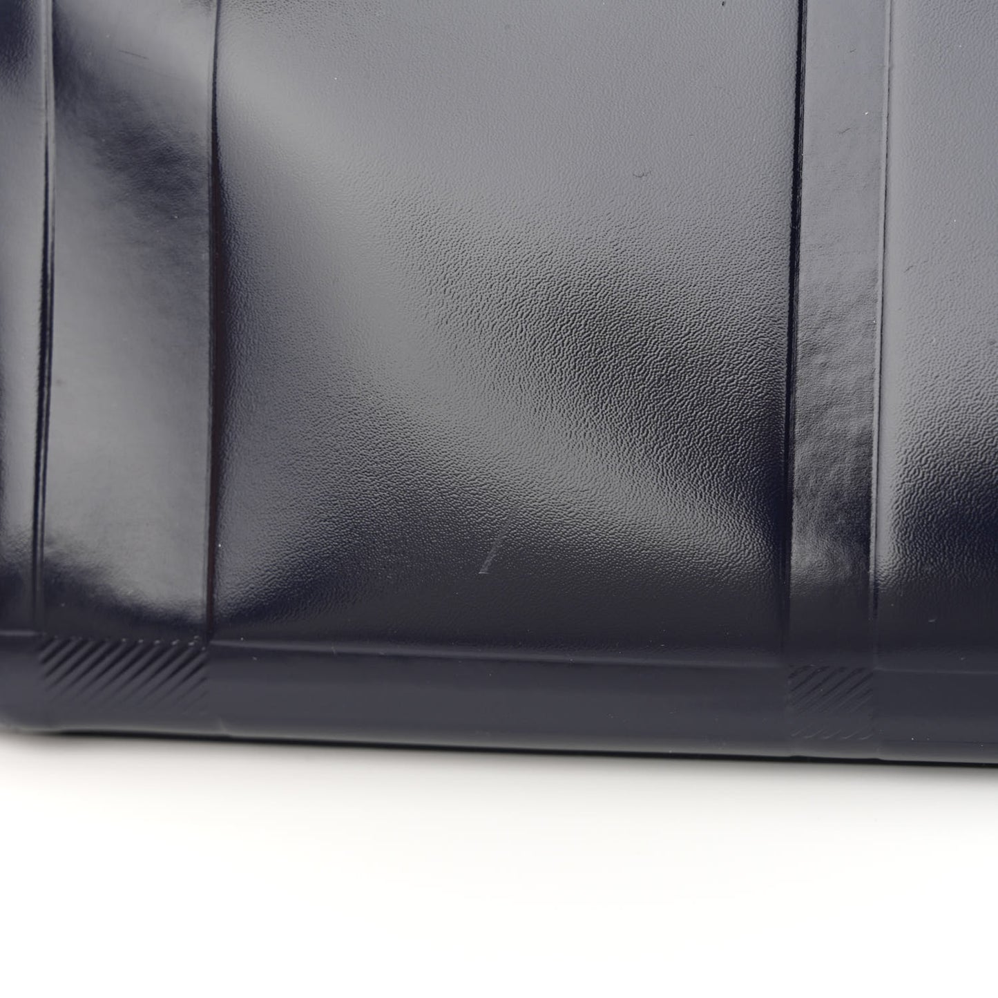 Patent Calfskin Denny Check Embossed Tote Charcoal Blue