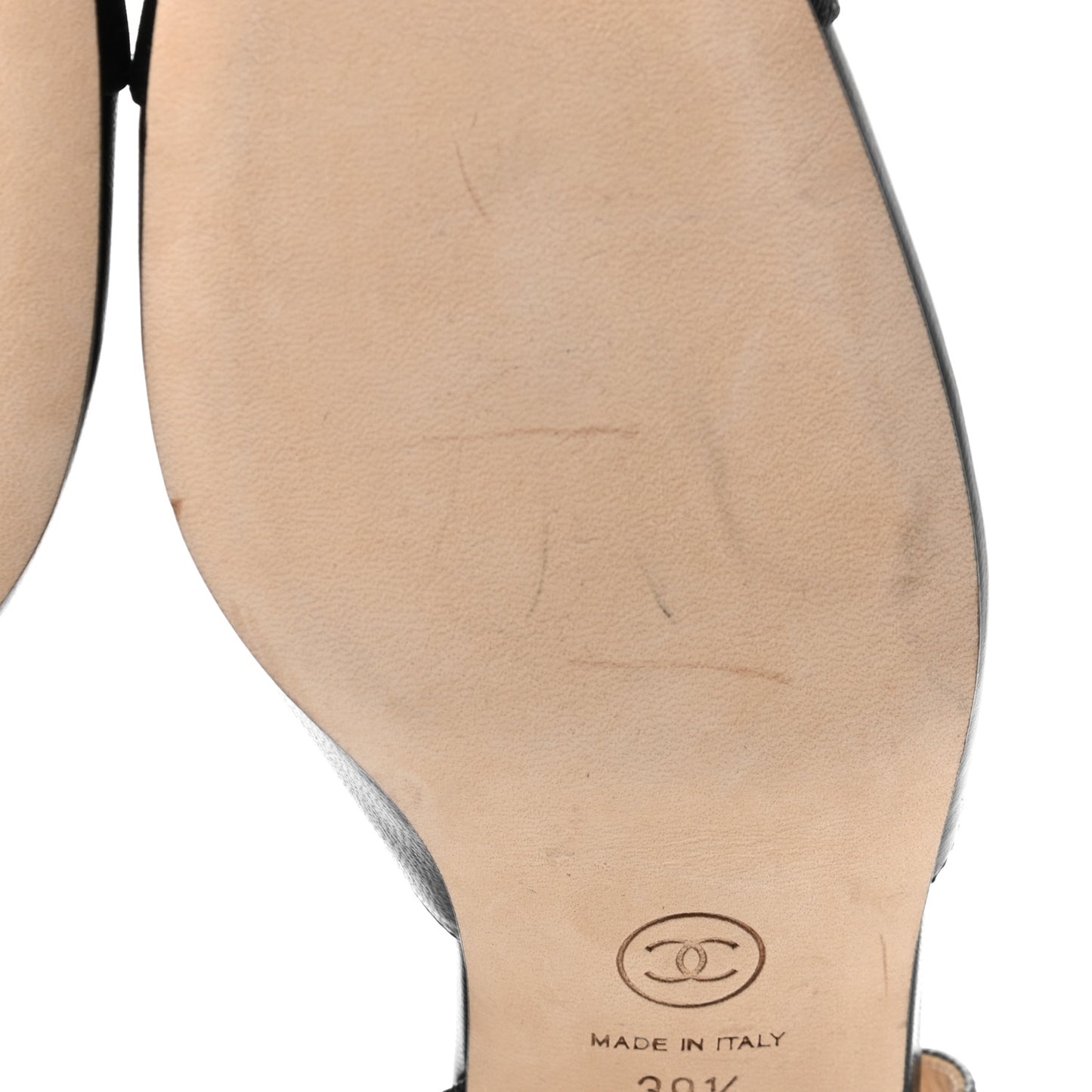 Goatskin Calfskin Cap Toe CC Slingback Sandals 39.5 Black