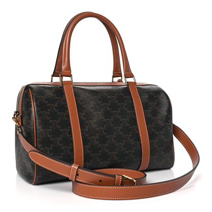 Celine Triomphe Canvas Calfskin Boston Bag Tan 3 of 10