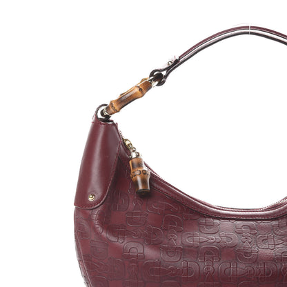 Gucci Calfskin Horsebit Bamboo Ring Hobo Red 7 of 13