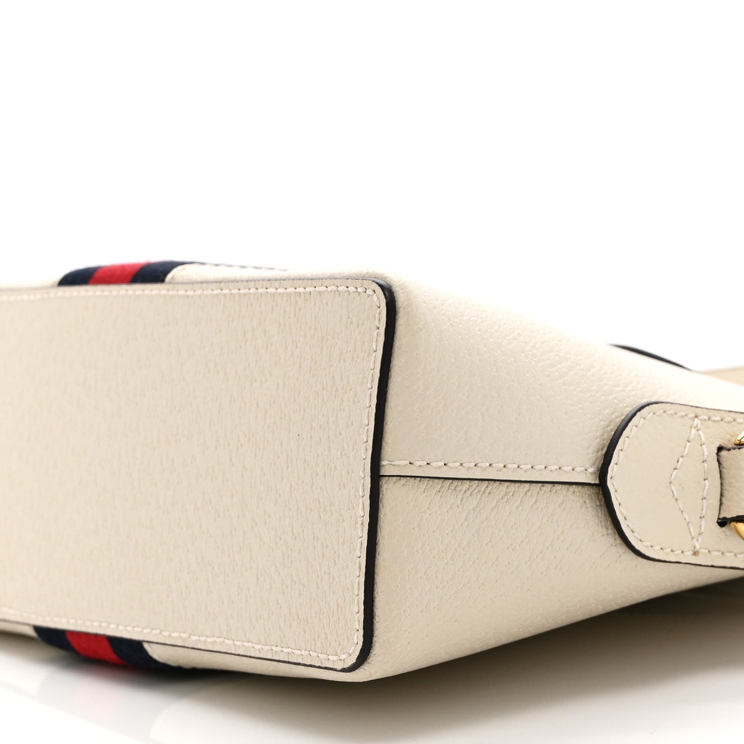 Textured Dollar Calfskin Web Small Ophidia Dome Shoulder Bag Mystic White