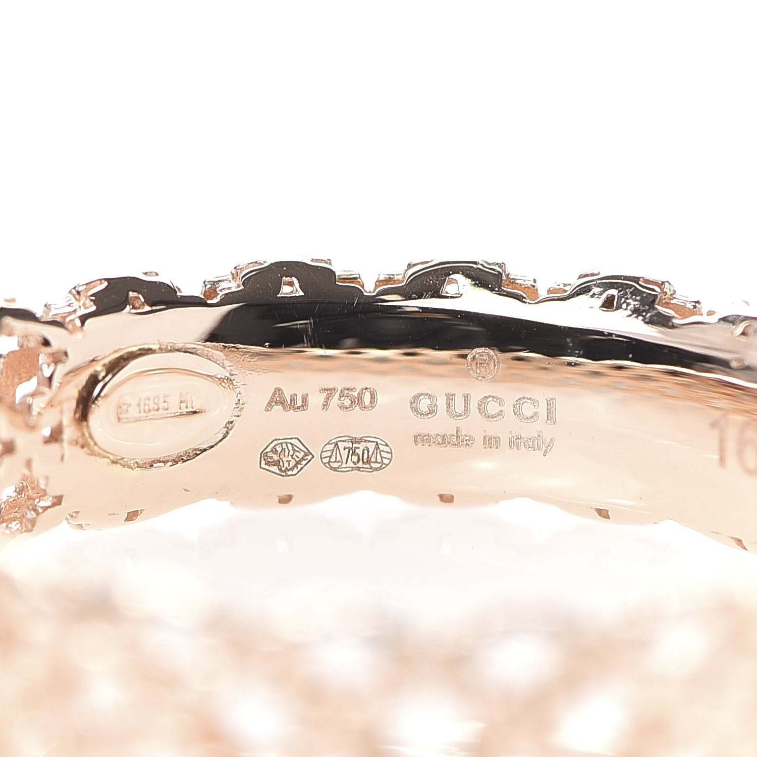 Gucci 18K Rose Gold Thin Diamantissima Ring 56 7.5 4 of 6