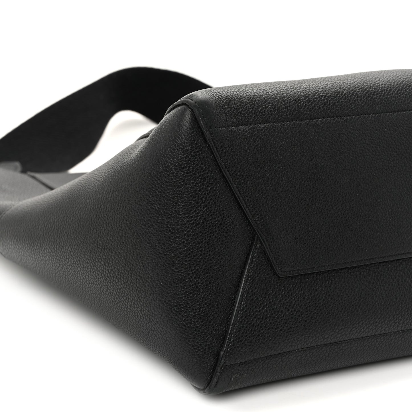 Soft Grained Calfskin Sangle Bucket Bag Black
