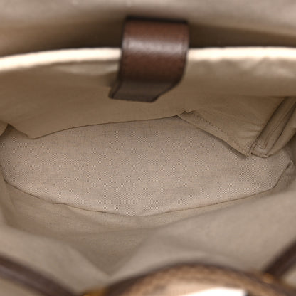 Gucci Monogram Jumbo GG Textured Dollar Calfskin Web Double Buckle Backpack Camel Ebony New Acero 5 of 11