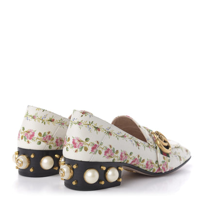 Gucci Calfskin Web Pearl Floral Embellished Peyton Loafer 36 White Multicolor 4 of 9