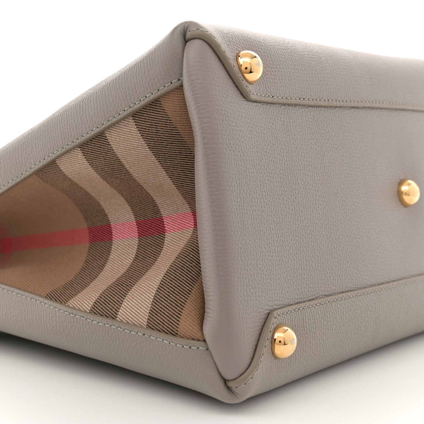 Grainy Calfskin House Check Medium Banner Tote Taupe Brown