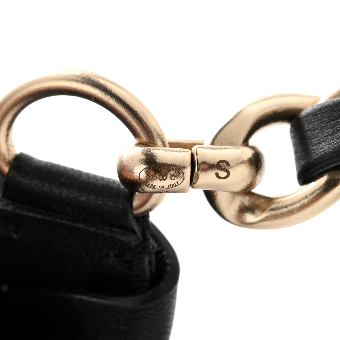 Lambskin Chain CC Bow Belt S Black Gold