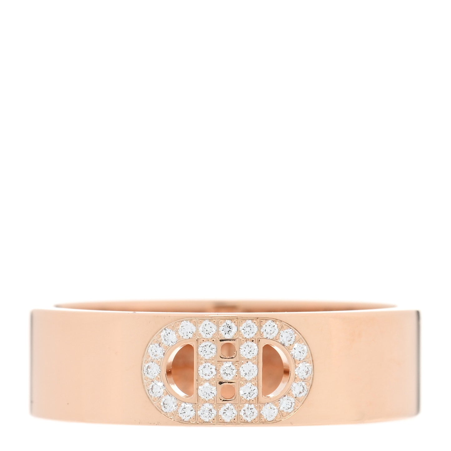 18K Rose Gold Diamond PM H D'Ancre Ring 54 7