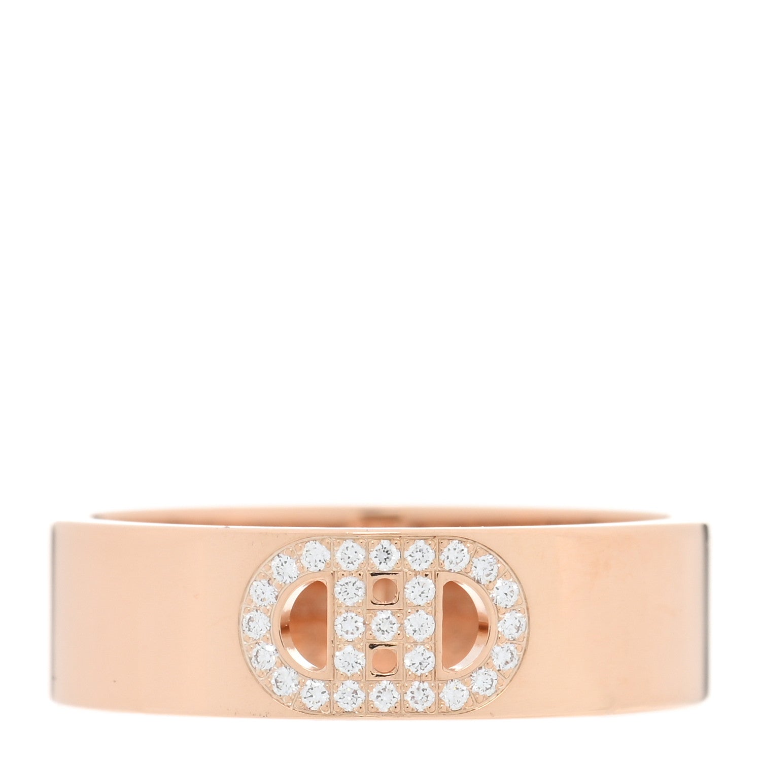 Hermes 18K Rose Gold Diamond PM H D'Ancre Ring 54 7 1 of 5