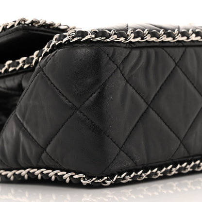 Chanel Crumpled Calfskin Quilted Large Chain All Over Flap Bag Black 9 of 11